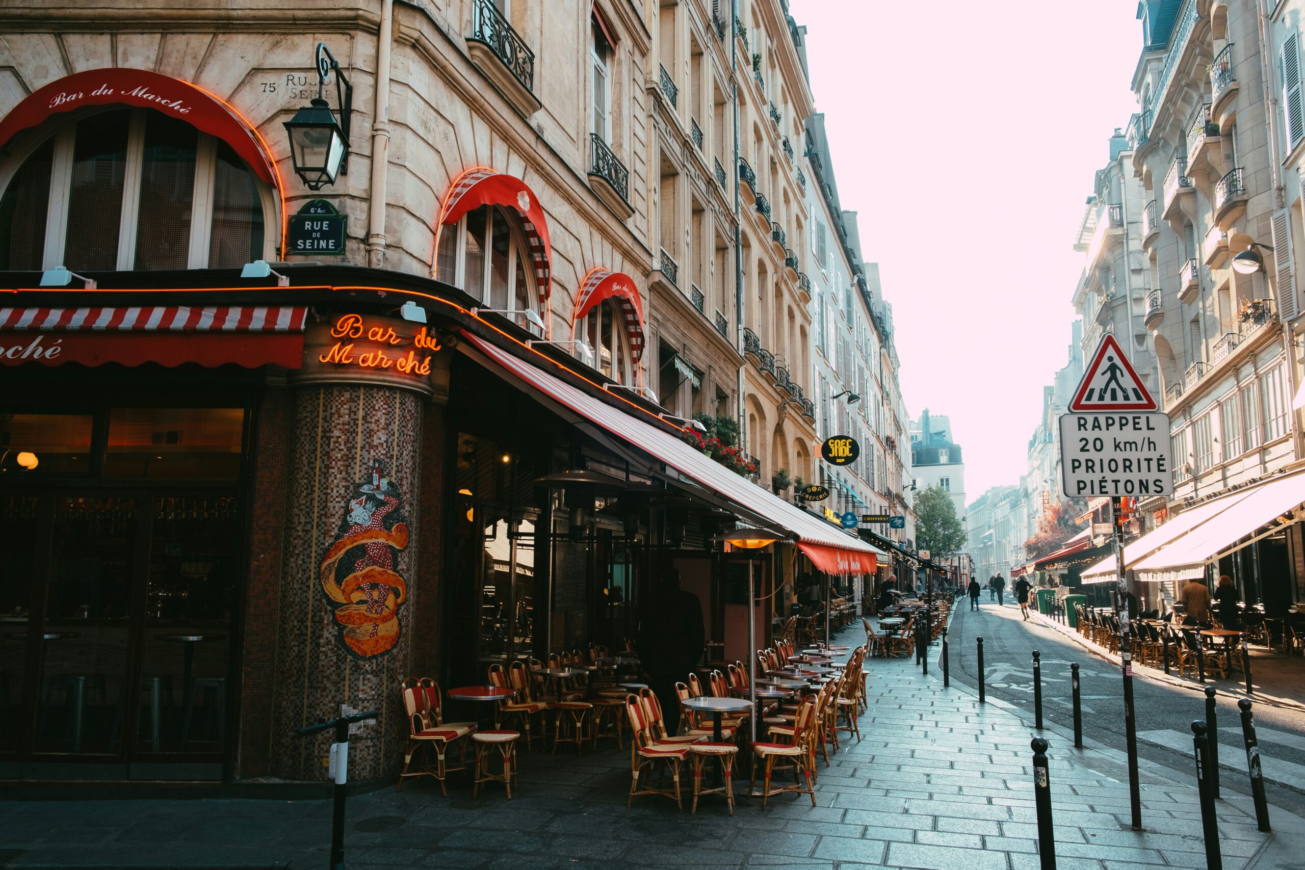 Paris travel guide: Saint-Germain-des-Pres cafe street Rue de Seine Bar du Marche