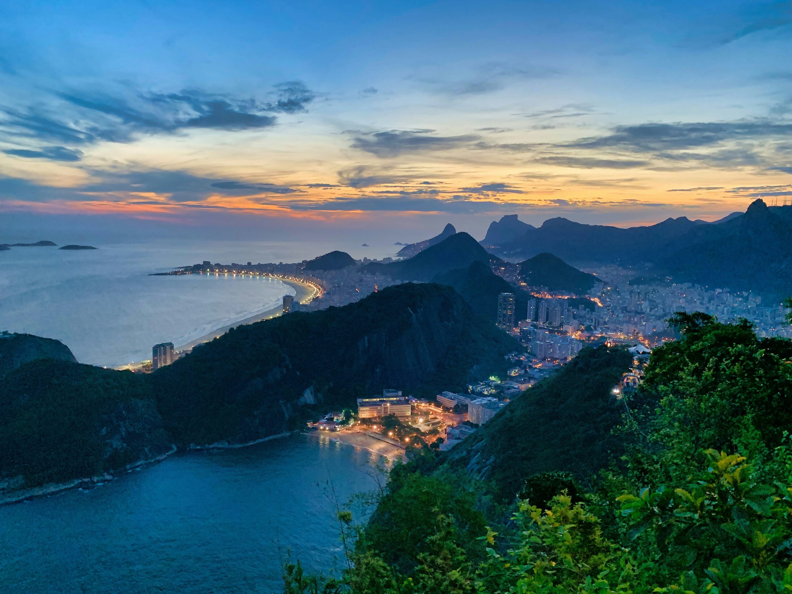 Rio de Janeiro travel guide: Copacabana beach sunset view from Sugarloaf Mountain Pao de Acucar