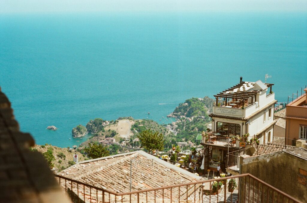 travel couple mediterranean terrace